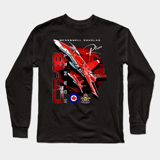 Royal Canadian Air Force CF-18 Hornet Jet Fighter Long Sleeve T-Shirt by aeroloversclothing